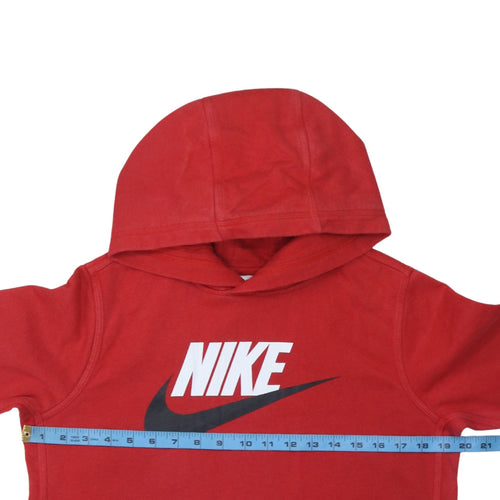Nike Boys Red Pullover Hoodie XL 158-170cm Logo Fleece Sweatshirt