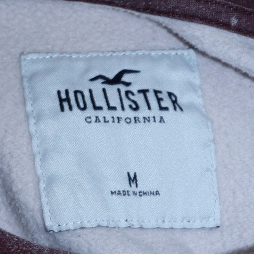 Hollister Men’s Multicoloured Pullover Hoodie Medium Fleece Logo