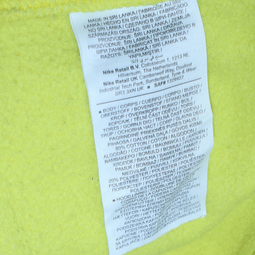 Nike Women's Yellow Pullover Hoodie Sweatshirt Size M Cotton Blend