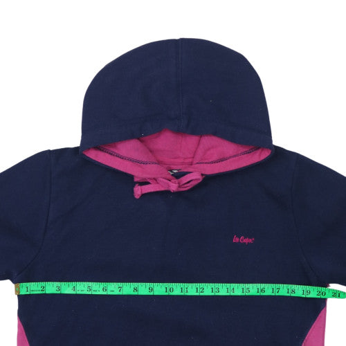 Lee Cooper Womens Navy Pink Pullover Hoodie Size 14 Cotton Blend