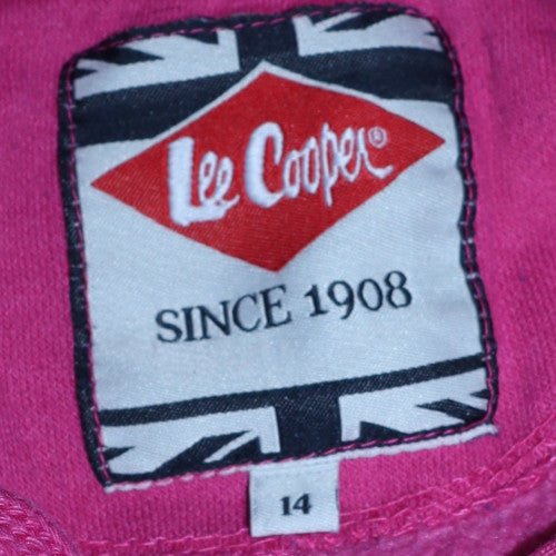 Lee Cooper Womens Navy Pink Pullover Hoodie Size 14 Cotton Blend