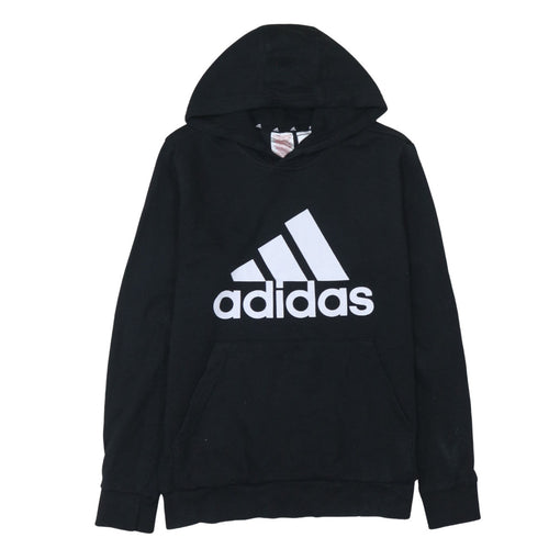 Adidas Boys Black Pullover Hoodie 13-14 Years Regular Fit Graphic Logo