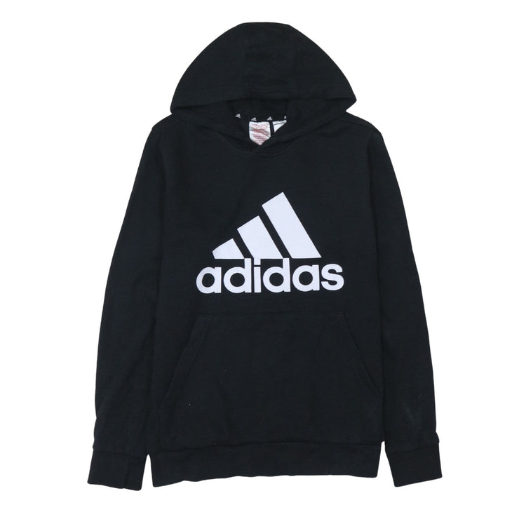 Adidas Boys Black Pullover Hoodie 13-14 Years Regular Fit Graphic Logo