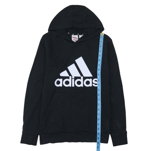 Adidas Boys Black Pullover Hoodie 13-14 Years Regular Fit Graphic Logo