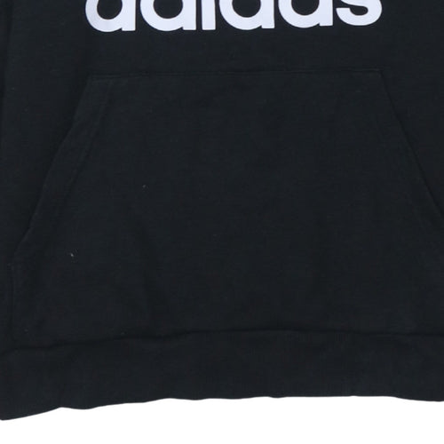Adidas Boys Black Pullover Hoodie 13-14 Years Regular Fit Graphic Logo