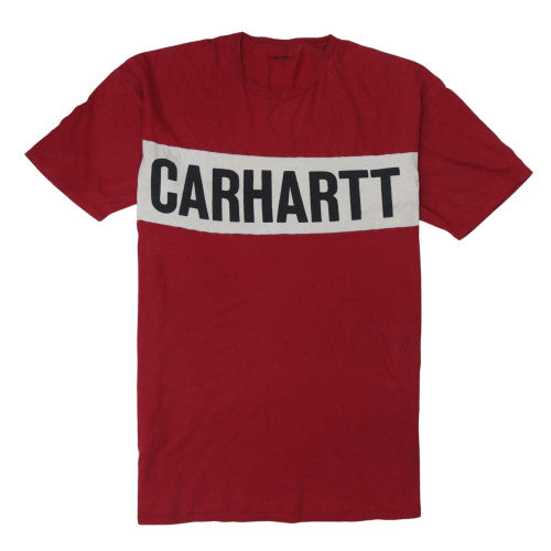Carhartt Men Red Small Logo Graphic Cotton T-Shirt