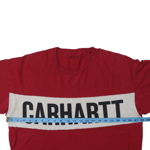 Carhartt Men Red Small Logo Graphic Cotton T-Shirt