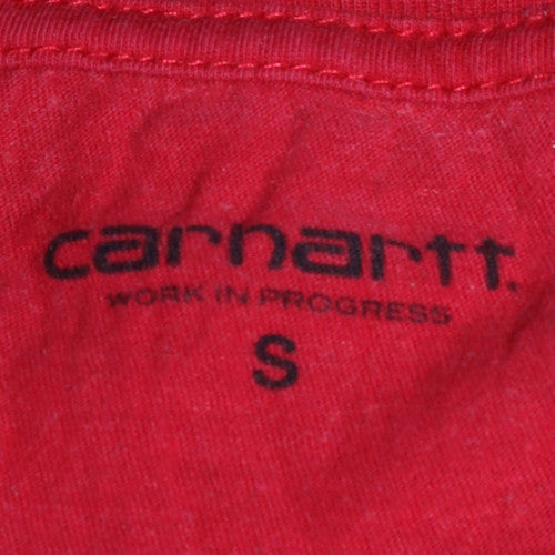 Carhartt Men Red Small Logo Graphic Cotton T-Shirt