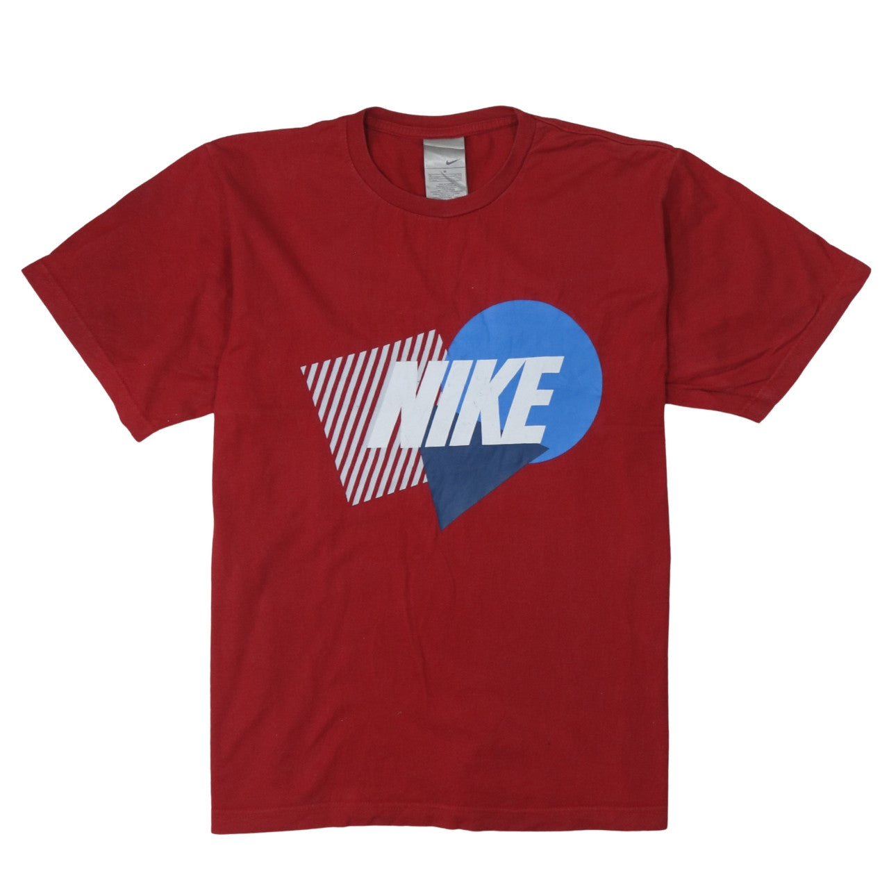 Nike Men Red Graphic Print Crew Neck Cotton T-Shirt Size M