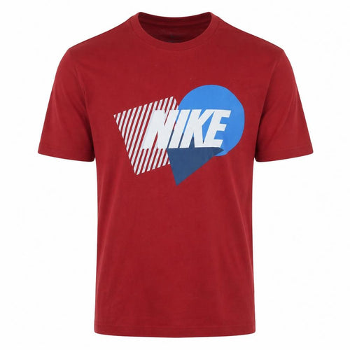 Nike Men Red Graphic Print Crew Neck Cotton T-Shirt Size M