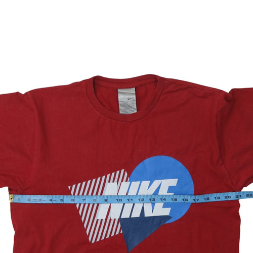 Nike Men Red Graphic Print Crew Neck Cotton T-Shirt Size M