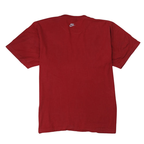 Nike Men Red Graphic Print Crew Neck Cotton T-Shirt Size M