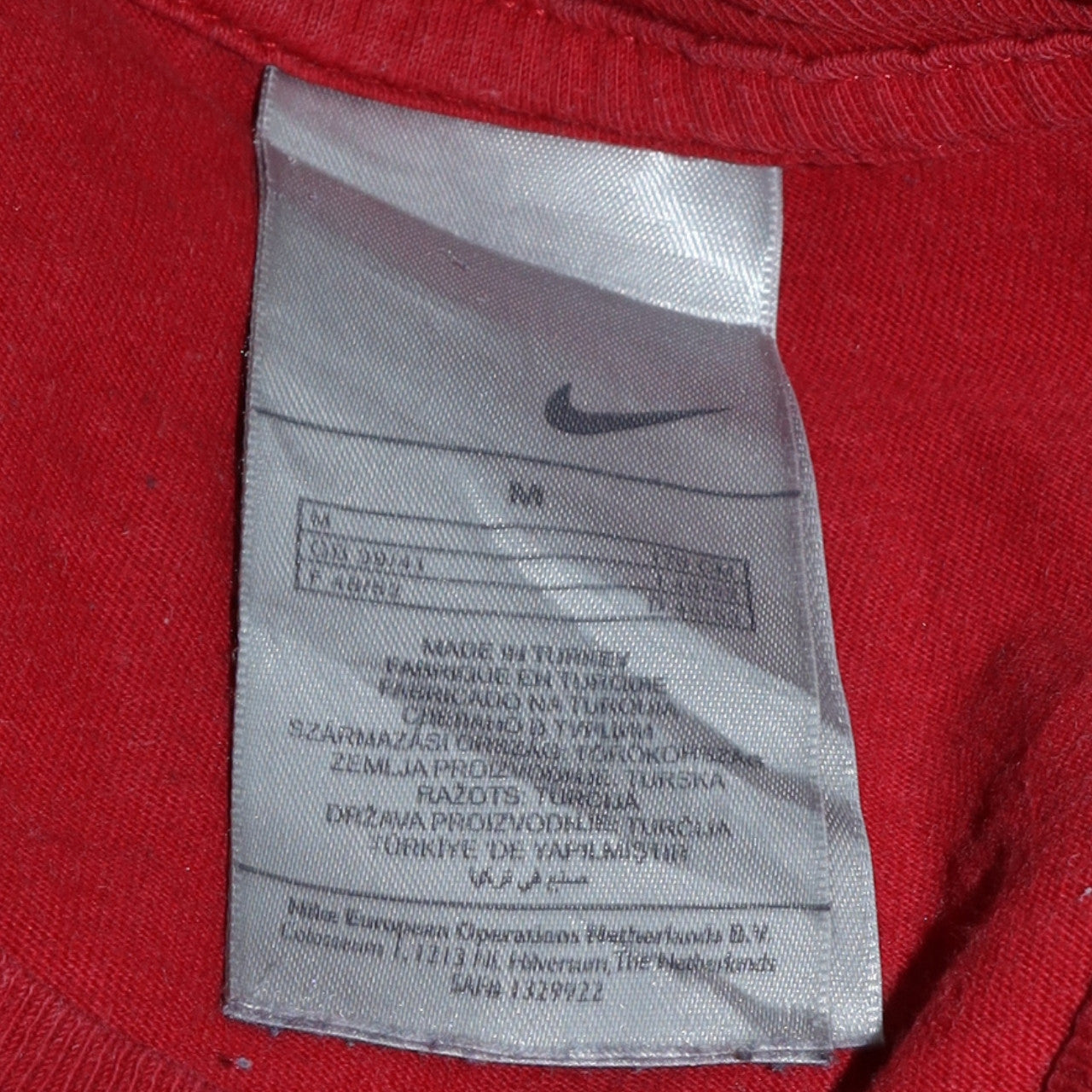 Nike Men Red Graphic Print Crew Neck Cotton T-Shirt Size M