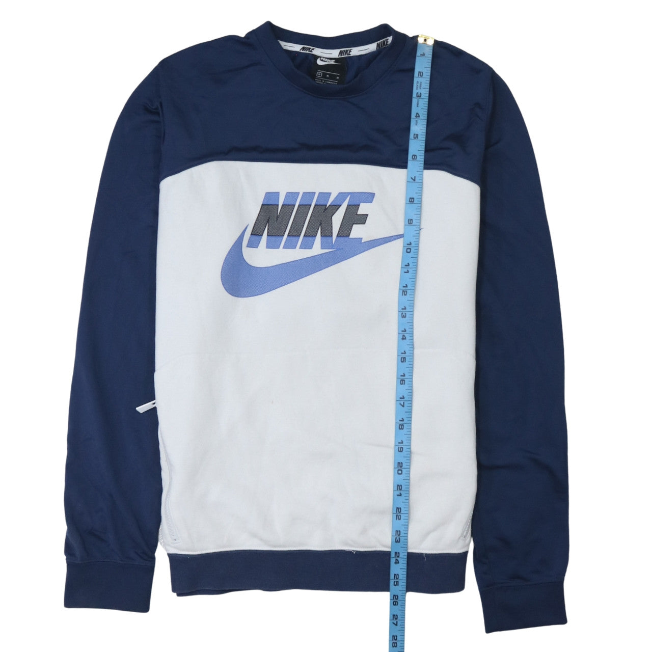 Nike Men's Blue & White Logo Crew Neck Pullover Sweatshirt M
