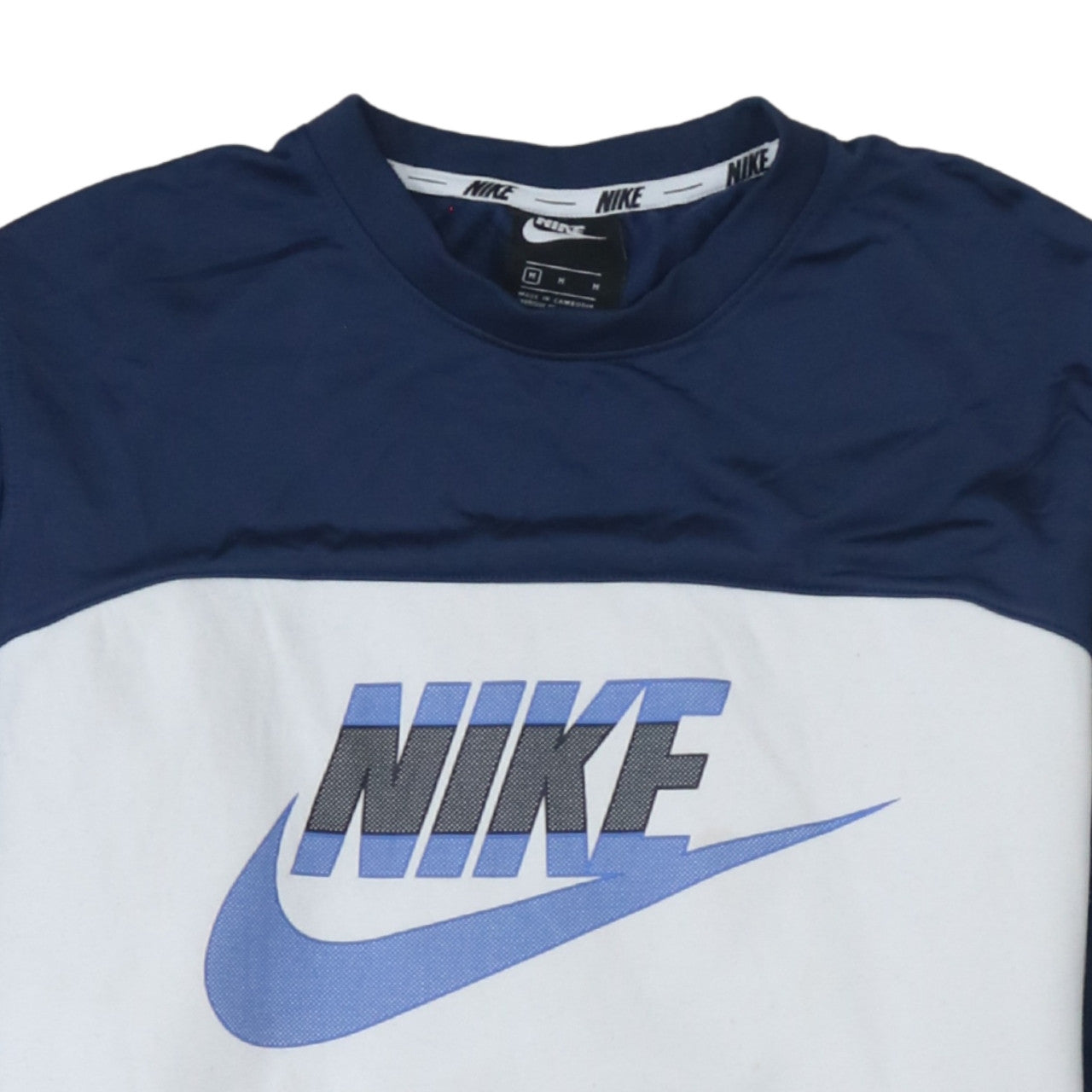 Nike Men's Blue & White Logo Crew Neck Pullover Sweatshirt M