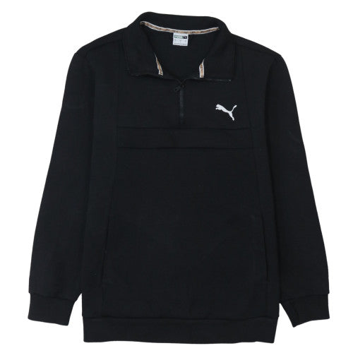 Puma Men's Black L 1/4 Zip Fleece Sweatshirt