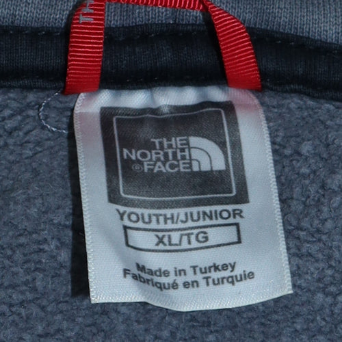 The North Face Boys Grey XL Pullover Hoodie Cotton Logo Print Casual