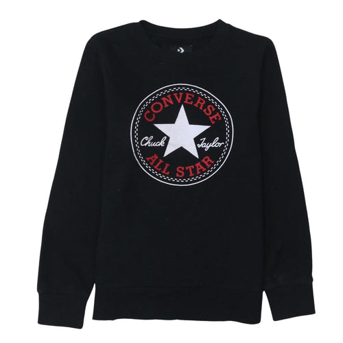 Converse Boys Black Graphic Logo Crew Neck Pullover Sweatshirt 12-13 Years