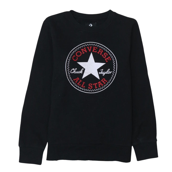 Converse Boys Black Graphic Logo Crew Neck Pullover Sweatshirt 12-13 Years