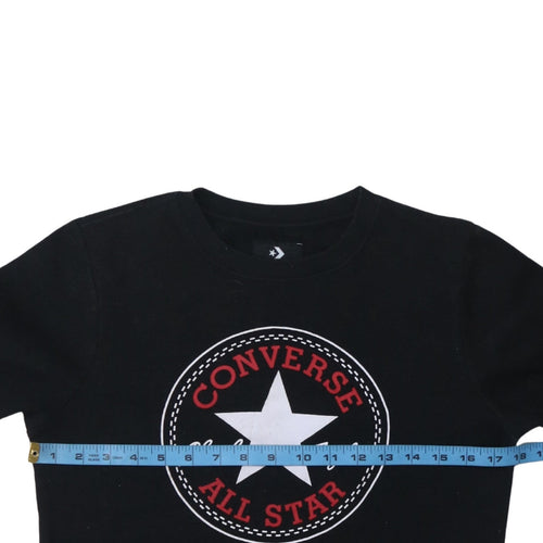 Converse Boys Black Graphic Logo Crew Neck Pullover Sweatshirt 12-13 Years