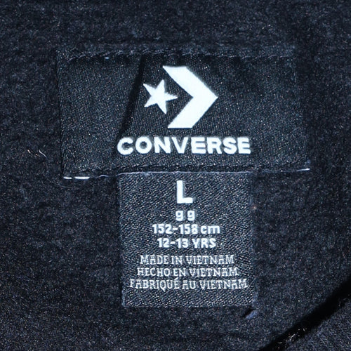 Converse Boys Black Graphic Logo Crew Neck Pullover Sweatshirt 12-13 Years