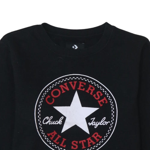 Converse Boys Black Graphic Logo Crew Neck Pullover Sweatshirt 12-13 Years