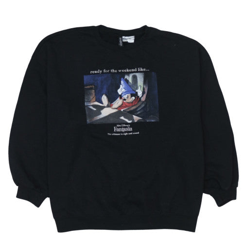 H&M Divided Disney Women Black XL Pullover Sweatshirt Mickey Fantasia