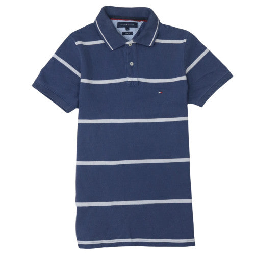 Tommy Hilfiger Men's Blue Slim Fit Striped Polo Shirt Size M