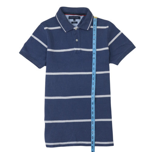 Tommy Hilfiger Men's Blue Slim Fit Striped Polo Shirt Size M