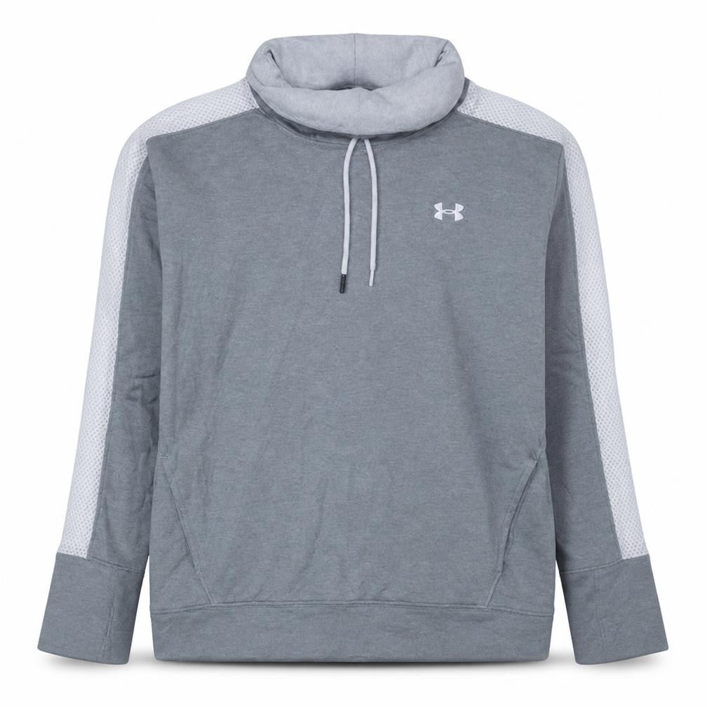 Front view of Under Armour Men's Grey L Pullover Hoodie Lightweight High Neck