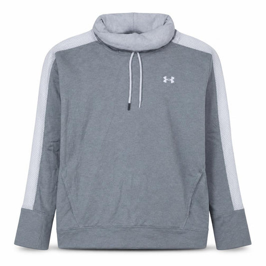 Front view of Under Armour Men's Grey L Pullover Hoodie Lightweight High Neck