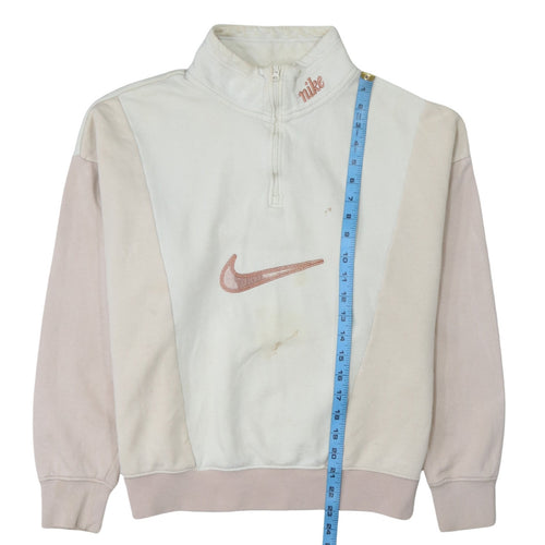 Nike Women’s Beige 1/4 Zip Pullover Sweatshirt Size S Loose Fit
