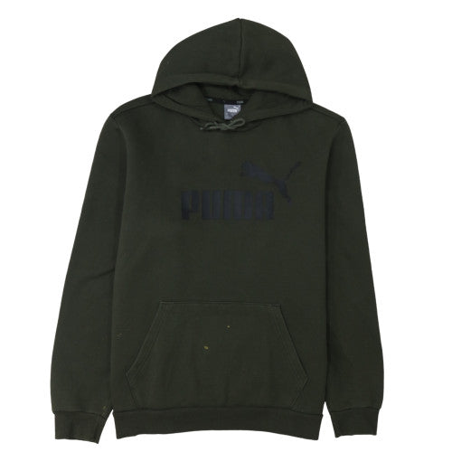 Puma Men Green Pullover Hoodie L Hooded Fleece Sweatshirt