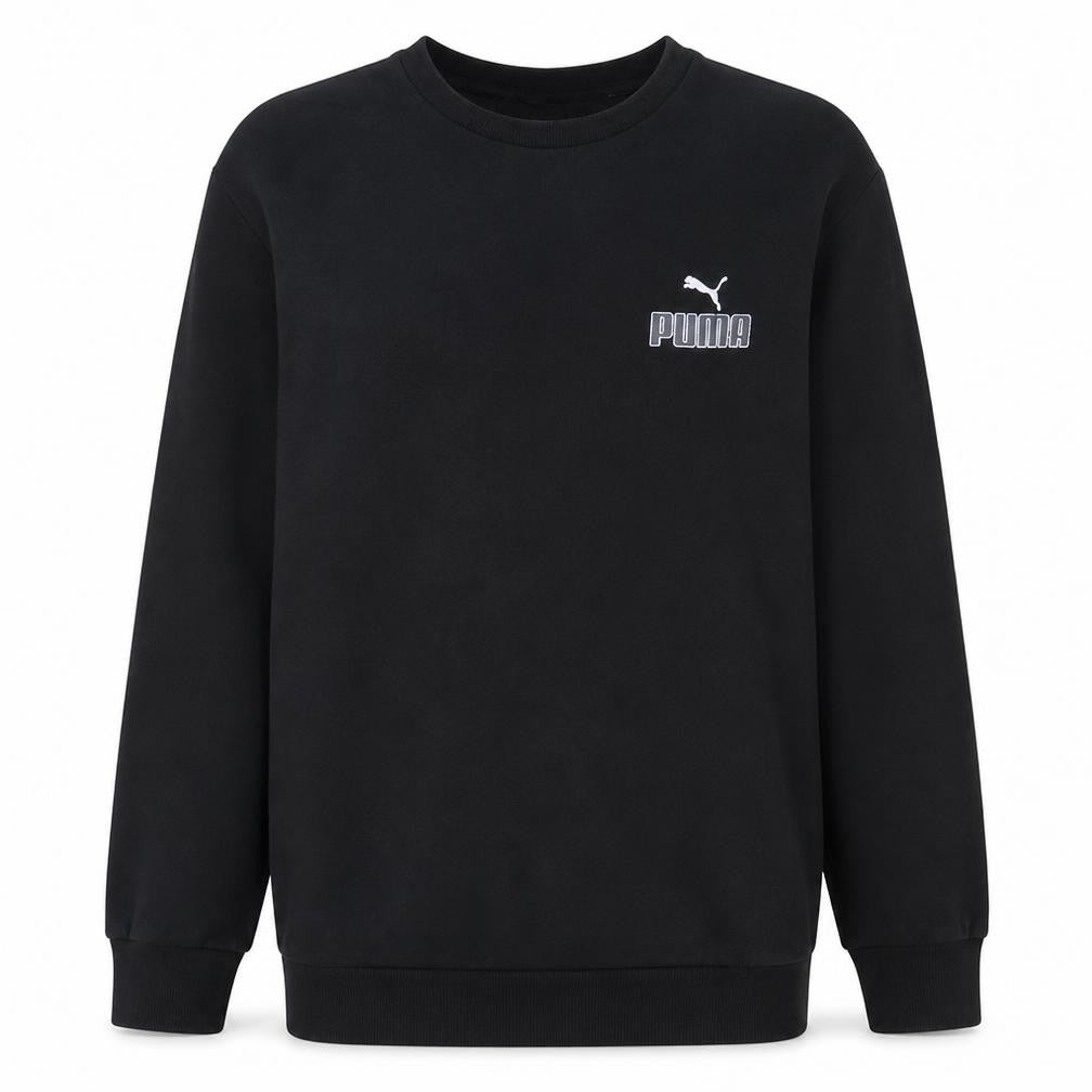 Front view of Puma Men's Black Crew Neck Pullover Sweatshirt M