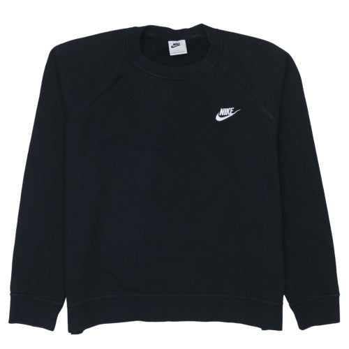 Nike Women Black Crew Neck Pullover Sweatshirt L Cotton Blend Logo