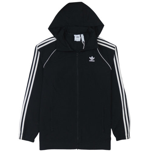 Adidas Mens Black Hooded Full Zip Windbreaker Jacket Size M