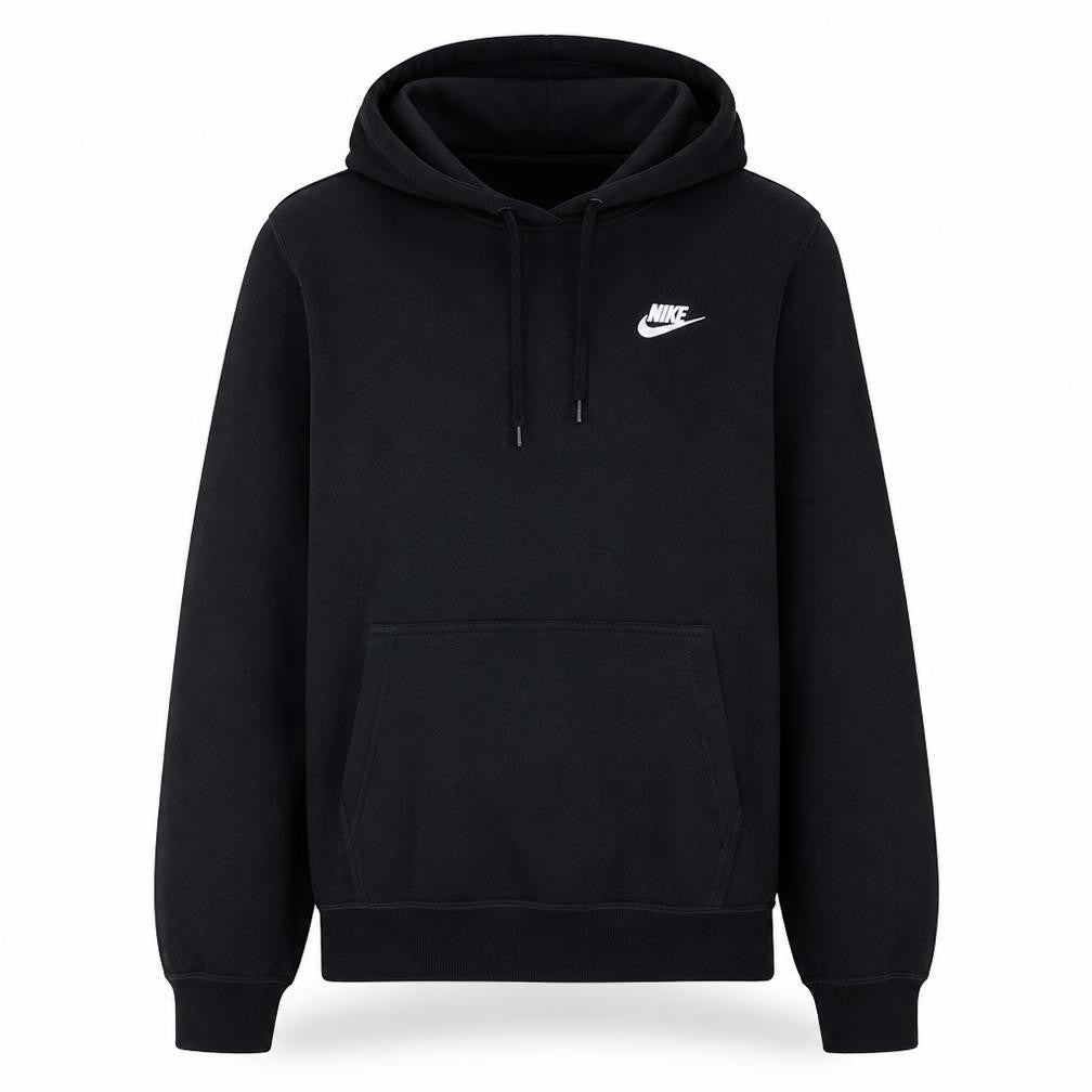 Front view of Nike Men's Black Pullover Hoodie S Regular Fit Logo Sweatshirt