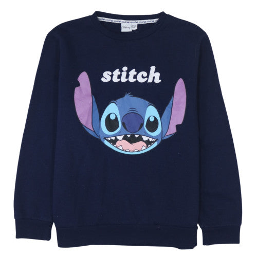 Disney Stitch Navy Blue Womens L Sweatshirt Pullover Casual