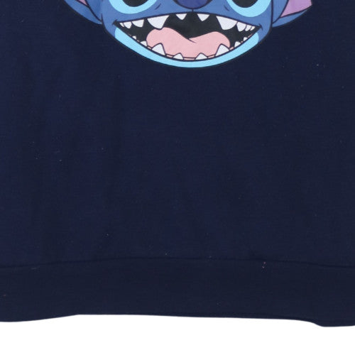 Disney Stitch Navy Blue Womens L Sweatshirt Pullover Casual