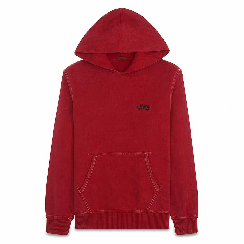 Front view of Levi's Men's Red Pullover Hoodie Medium Fleece Cotton Sweatshirt