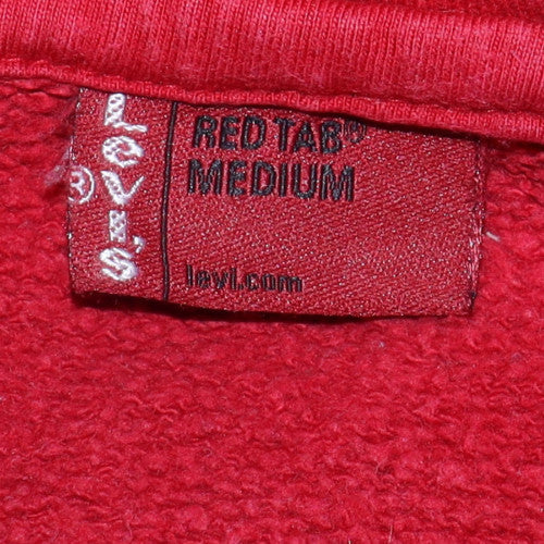 Levi's Men's Red Pullover Hoodie Medium Fleece Cotton Sweatshirt