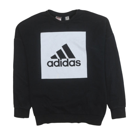 Adidas Boys Black Logo Crew Neck Pullover Sweatshirt 13-14 Years