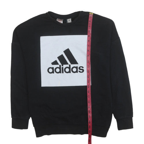 Adidas Boys Black Logo Crew Neck Pullover Sweatshirt 13-14 Years