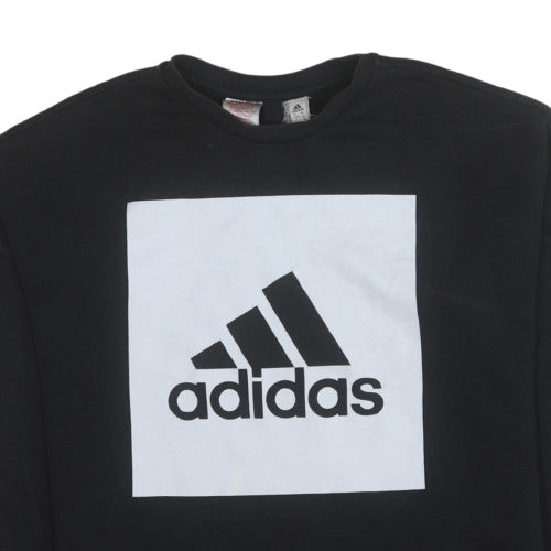 Adidas Boys Black Logo Crew Neck Pullover Sweatshirt 13-14 Years