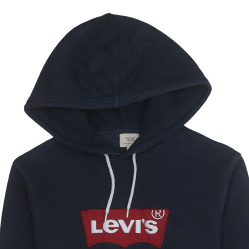 Levi's Women's Navy Pullover Hoodie Small Logo Cotton Sweatshirt