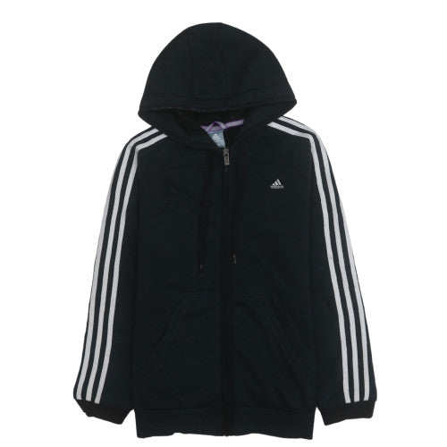 Adidas Womens Black Full Zip Hoodie L Hooded Sweatshirt Casual