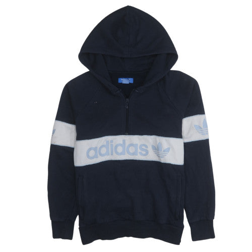 Adidas Womens Navy 1/2 Zip Hoodie Blue Logo Size 12