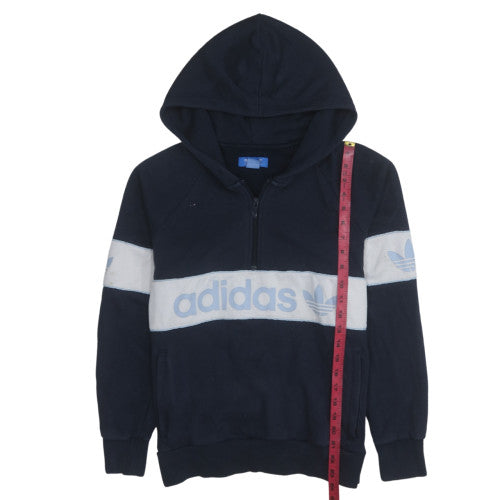 Adidas Womens Navy 1/2 Zip Hoodie Blue Logo Size 12