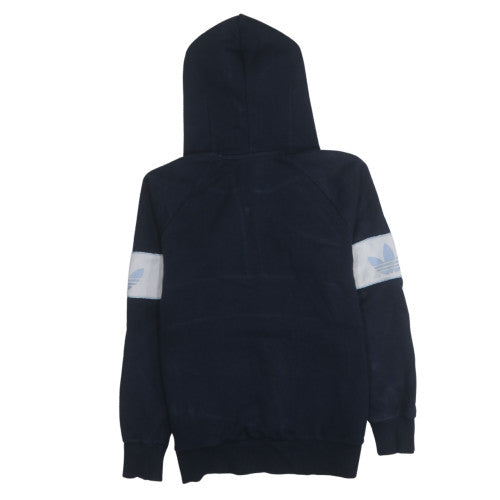 Adidas Womens Navy 1/2 Zip Hoodie Blue Logo Size 12