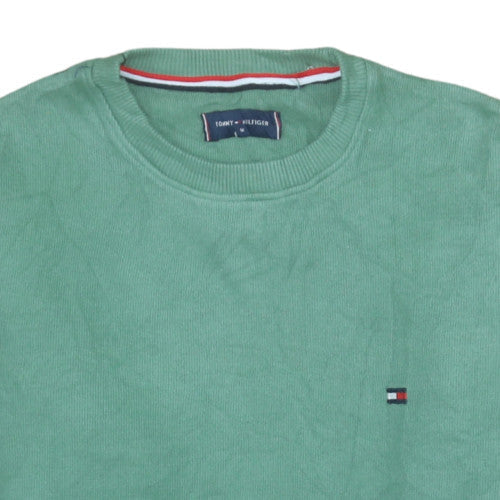 Tommy Hilfiger Men's Green Cotton Crew Neck Pullover Jumper M